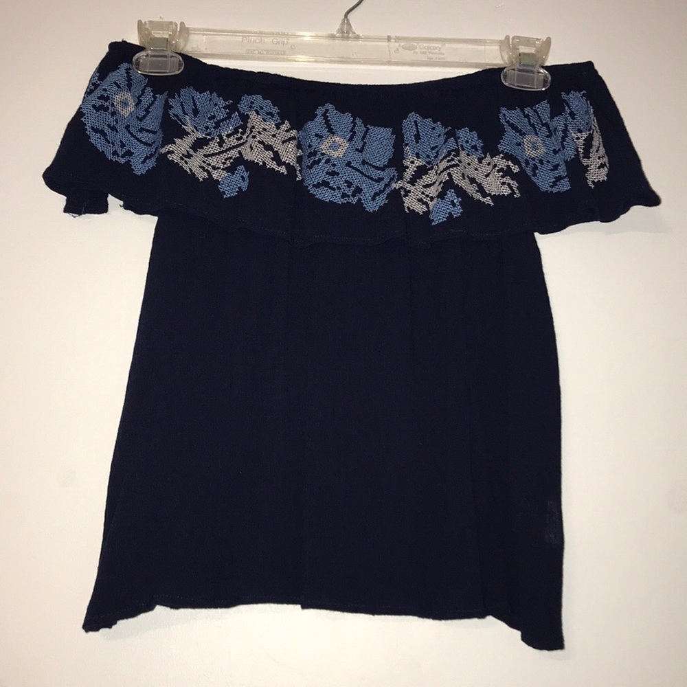 Blue Off the Shoulder Shirt